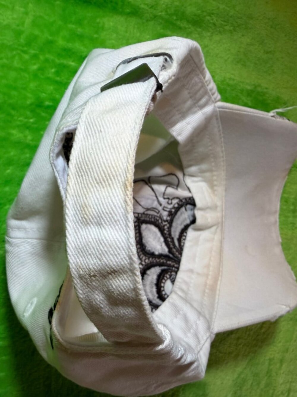 Embellished Fleur-de-Lis White Cap with Rhinestones - Picture 6 of 8